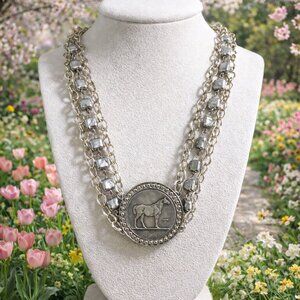 Equestrian Coin Horse Necklace – Vintage Style Statement Necklace | Southern Gli